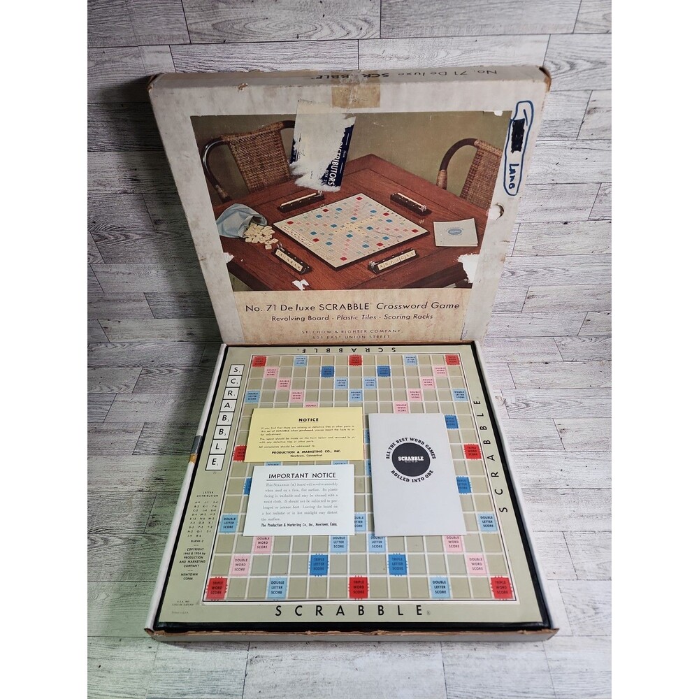 1954 Deluxe Scrabble Vintage Revolving Board Game No. 71 Selchow & Righter